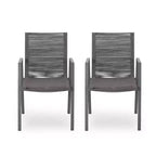 Sedia da Pranzo Moderna da Esterno in Alluminio con Seduta in Corda (Set di 2), Grigio e Grigio Scuro