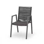Sedia da Pranzo Moderna da Esterno in Alluminio con Seduta in Corda (Set di 2), Grigio e Grigio Scuro