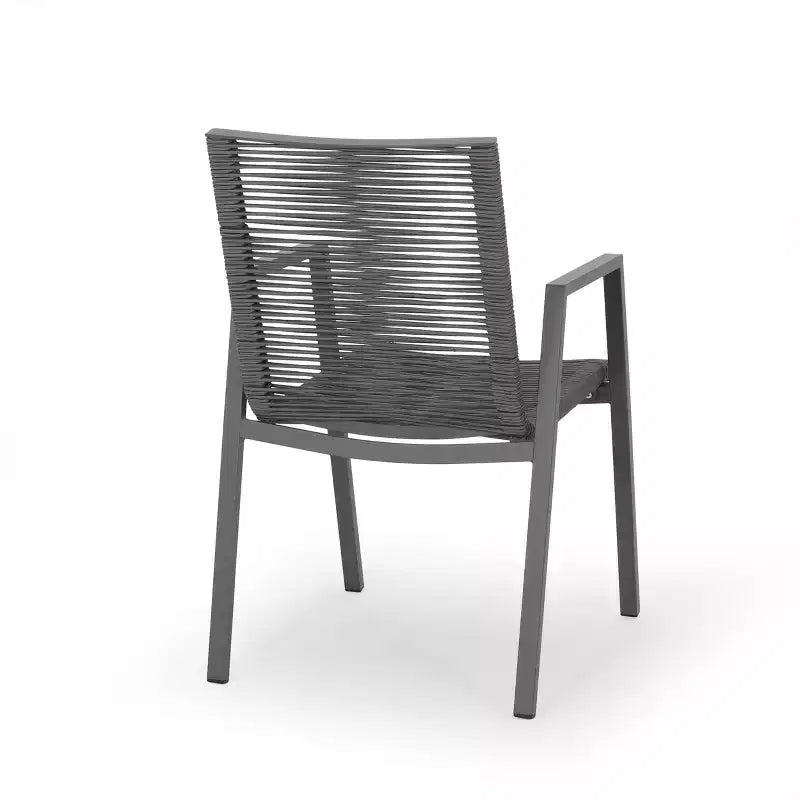 Sedia da Pranzo Moderna da Esterno in Alluminio con Seduta in Corda (Set di 2), Grigio e Grigio Scuro
