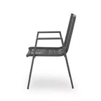 Sedia da Pranzo Moderna da Esterno in Alluminio con Seduta in Corda (Set di 2), Grigio e Grigio Scuro