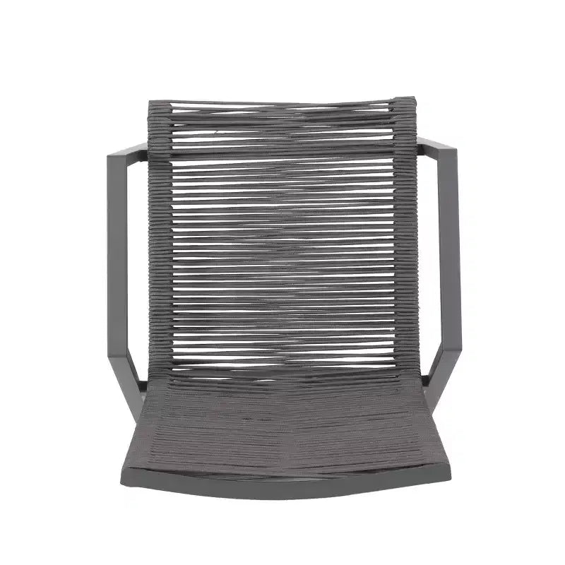Sedia da Pranzo Moderna da Esterno in Alluminio con Seduta in Corda (Set di 2), Grigio e Grigio Scuro