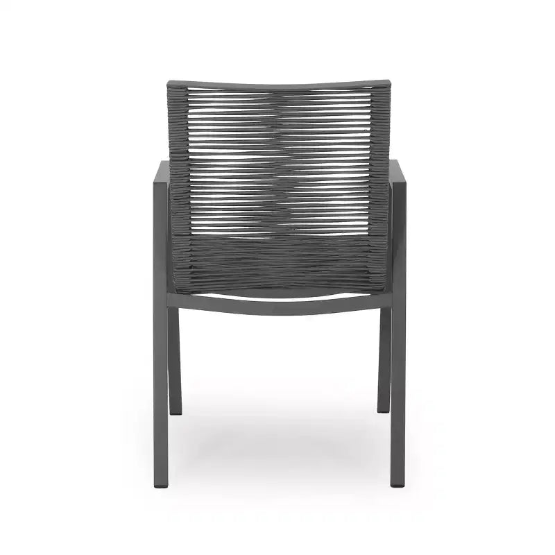 Sedia da Pranzo Moderna da Esterno in Alluminio con Seduta in Corda (Set di 2), Grigio e Grigio Scuro