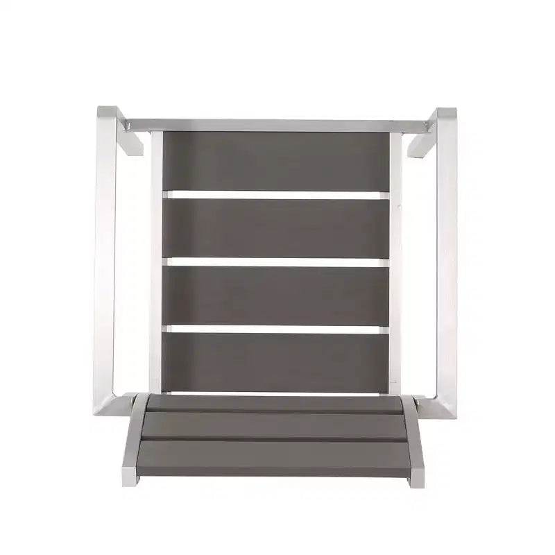 Sedia da pranzo moderna da esterno in alluminio con sedile in finto legno (set di 2), grigio e argento