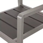 Sedia da pranzo moderna da esterno in alluminio con sedile in finto legno (set di 2), grigio e argento