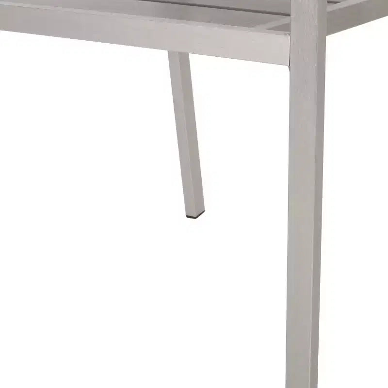 Sedia da pranzo moderna da esterno in alluminio con sedile in finto legno (set di 2), grigio e argento