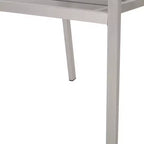 Sedia da pranzo moderna da esterno in alluminio con sedile in finto legno (set di 2), grigio e argento