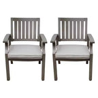 Sedia da pranzo moderna da esterno in alluminio con cuscino (set da 2), grigio scuro e argento