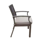 Sedia da pranzo moderna da esterno in alluminio con cuscino (set da 2), grigio scuro e argento