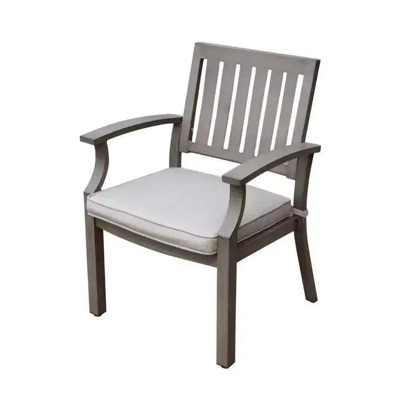 Sedia da pranzo moderna da esterno in alluminio con cuscino (set da 2), grigio scuro e argento