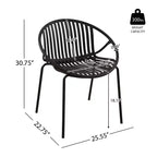 Sedie da pranzo per patio Sedie impilabili dal design traspirante in stile artistico moderno e semplice (set da 2), gambe in metallo + schienale in plastica, nero