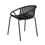 Sedie da pranzo per patio Sedie impilabili dal design traspirante in stile artistico moderno e semplice (set da 2), gambe in metallo + schienale in plastica, nero