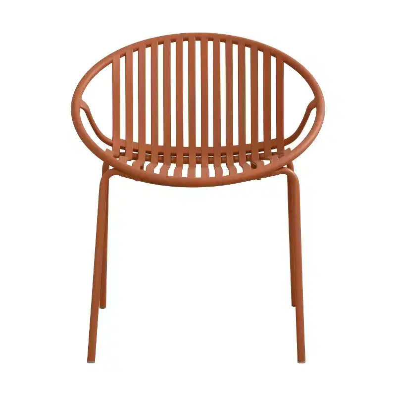 Patio Dining Chairs Stackable Chairs with Breathable Design Modern Simple Art Style (Set of 2),Metal Legs+Plastic backrest,Orange