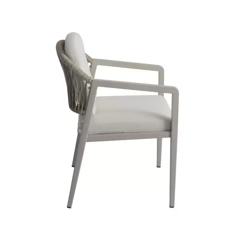 Set di 2 sedie da pranzo per esterni, poltrone da patio in vimini rattan con cuscini impermeabili, grigio+beige