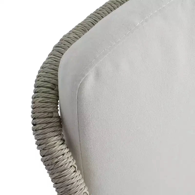 Set di 2 sedie da pranzo per esterni, poltrone da patio in vimini rattan con cuscini impermeabili, grigio+beige