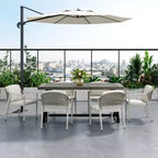Set di 2 sedie da pranzo per esterni, poltrone da patio in vimini rattan con cuscini impermeabili, grigio+beige