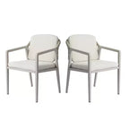 Set di 2 sedie da pranzo per esterni, poltrone da patio in vimini rattan con cuscini impermeabili, grigio+beige