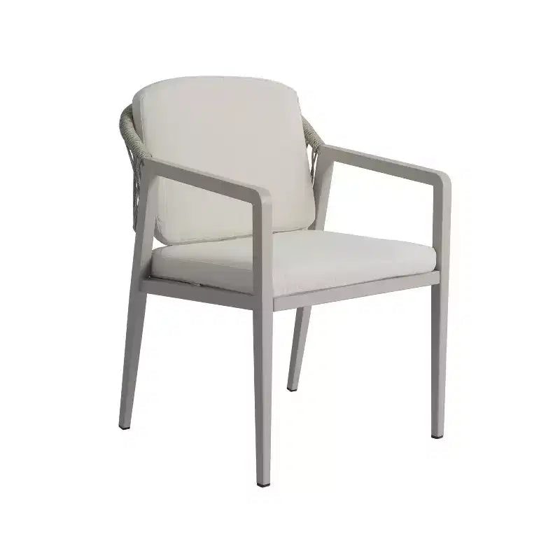 Set di 2 sedie da pranzo per esterni, poltrone da patio in vimini rattan con cuscini impermeabili, grigio+beige