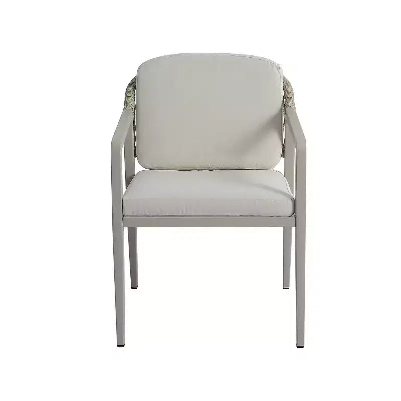Set di 2 sedie da pranzo per esterni, poltrone da patio in vimini rattan con cuscini impermeabili, grigio+beige