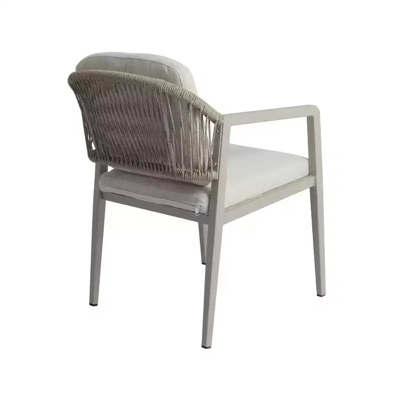 Set di 2 sedie da pranzo per esterni, poltrone da patio in vimini rattan con cuscini impermeabili, grigio+beige