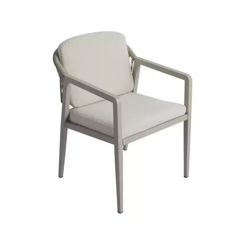 Set di 2 sedie da pranzo per esterni, poltrone da patio in vimini rattan con cuscini impermeabili, grigio+beige