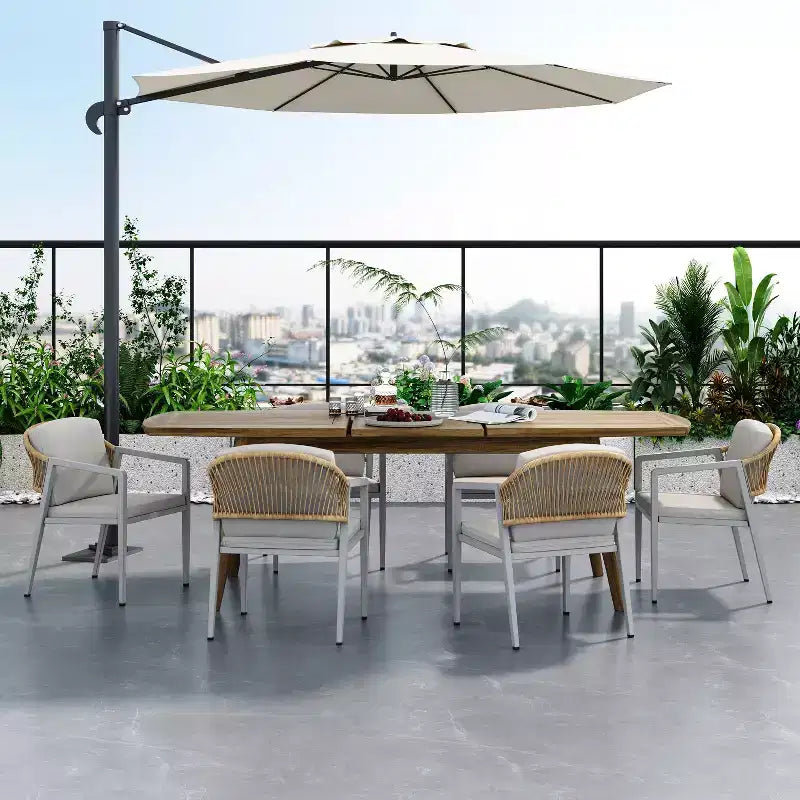 Set di 2 sedie da pranzo da esterno, poltrone da patio in rattan intrecciato con cuscini impermeabili per patio, cortile, bordo piscina, balcone