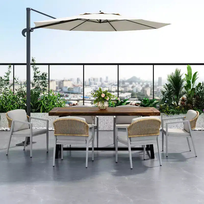 Set di 2 sedie da pranzo da esterno, poltrone da patio in rattan intrecciato con cuscini impermeabili per patio, cortile, bordo piscina, balcone