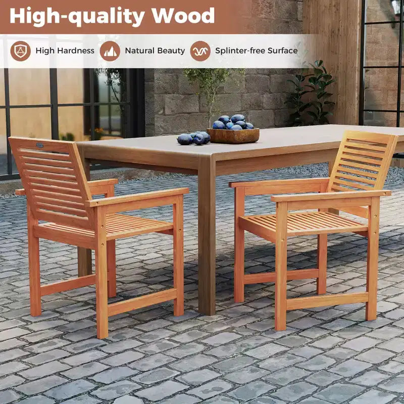 Costway Sedie da Esterno Set da 2 Sedie da Pranzo in Legno con Schienali Inclinati