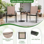 Costway Lot de 4 chaises de salle à manger d'extérieur avec accoudoirs en tissu respirant et dossier haut