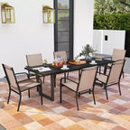 Costway Lot de 4 chaises de salle à manger d'extérieur avec accoudoirs en tissu respirant et dossier haut
