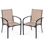 Costway Lot de 4 chaises de salle à manger d'extérieur avec accoudoirs en tissu respirant et dossier haut