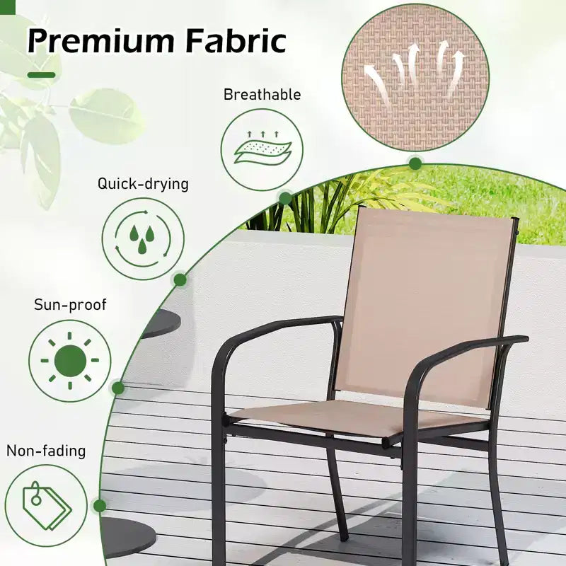 Costway Lot de 4 chaises de salle à manger d'extérieur avec accoudoirs en tissu respirant et dossier haut