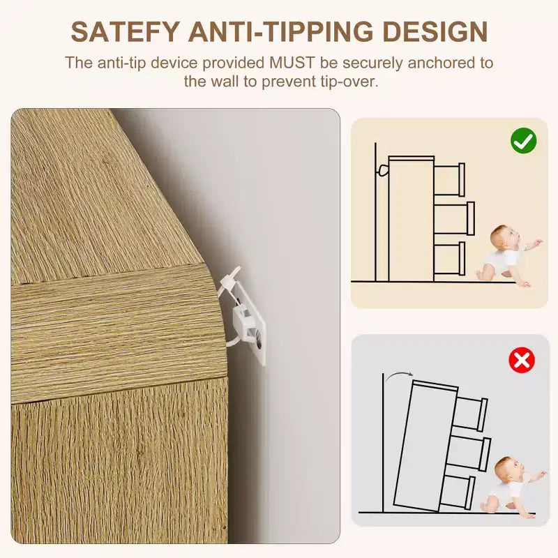 Cassettiera a 6 cassetti in Rattan larga 46'' - Mobile TV moderno con angoli arrotondati per Camera da letto e Soggiorno