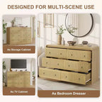 Cassettiera a 6 cassetti in Rattan larga 46'' - Mobile TV moderno con angoli arrotondati per Camera da letto e Soggiorno