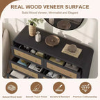 Cassettiera a 6 cassetti in Rattan larga 46'' - Mobile TV moderno con angoli arrotondati per Camera da letto e Soggiorno