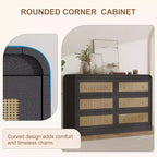 Cassettiera a 6 cassetti in Rattan larga 46'' - Mobile TV moderno con angoli arrotondati per Camera da letto e Soggiorno