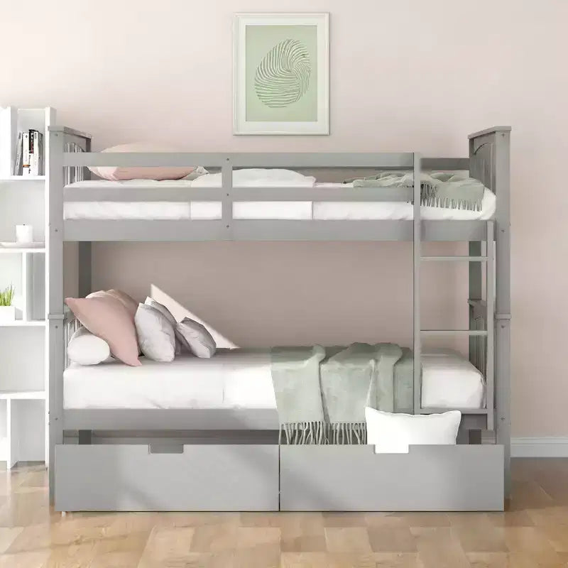 Letto a castello moderno da una piazza e mezza su una piazza e mezza con 2 cassetti