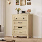 4 Dresser for Bedroom, 34.8 Tall Vertical Drawer Dresser with Large Storage, Freestanding Wooden Closet Chest for Bedroom, Living Room