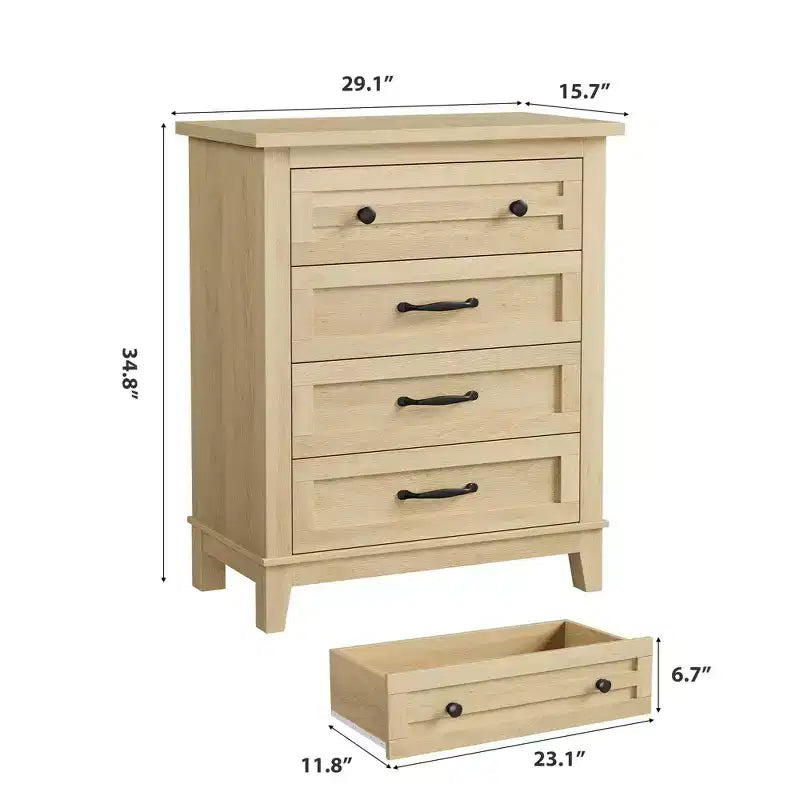 Comodino a 4 cassetti per camera da letto, cassettiera verticale alta 34,8 pollici con ampio spazio di archiviazione, cassettiera indipendente in legno per camera da letto, soggiorno