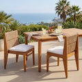 Christopher Knight Home Noemi Boho Acacia Wood Wicker Armless Chairs with Cushion