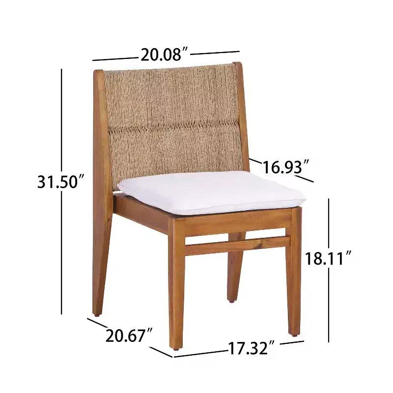Christopher Knight Home Noemi Sedie Boho senza Braccioli in Legno di Acacia e Vimini con Cuscino