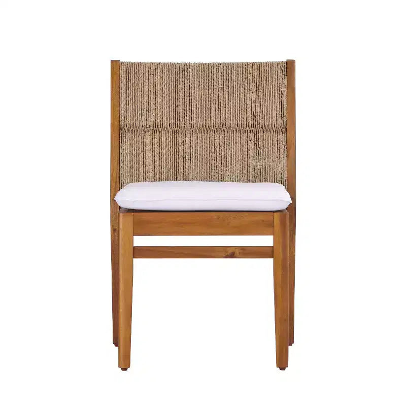 Christopher Knight Home Noemi Sedie Boho senza Braccioli in Legno di Acacia e Vimini con Cuscino