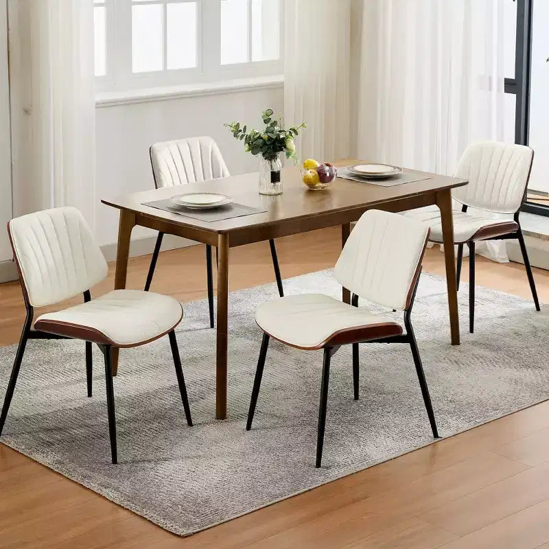 Sedie da pranzo con schienale a guscio in pelle PU, confezione da 2, sedie accentate in stile Mid-Century per sala da pranzo e cucina