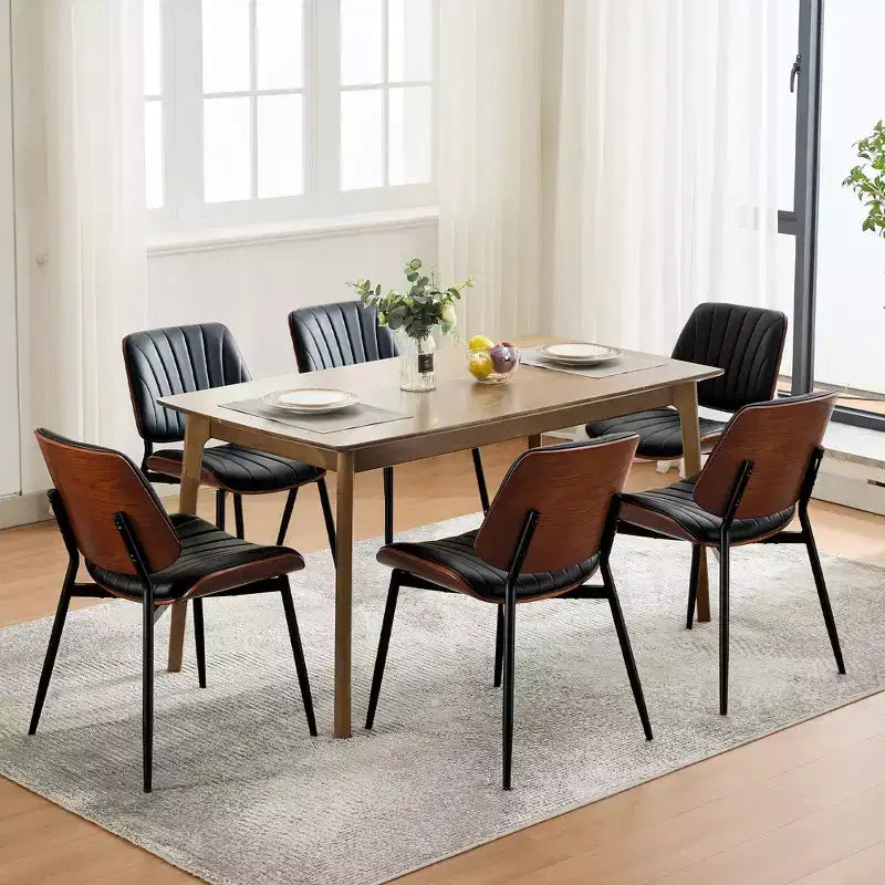 Sedie da pranzo con schienale a guscio in pelle PU, confezione da 2, sedie accentate in stile Mid-Century per sala da pranzo e cucina