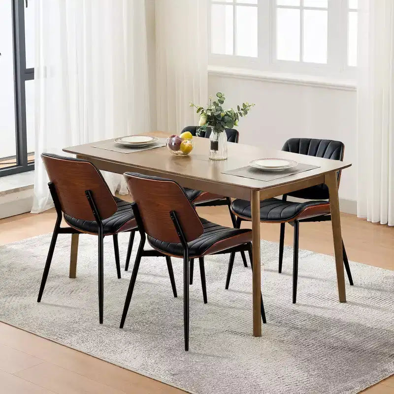 Sedie da pranzo con schienale a guscio in pelle PU, confezione da 2, sedie accentate in stile Mid-Century per sala da pranzo e cucina