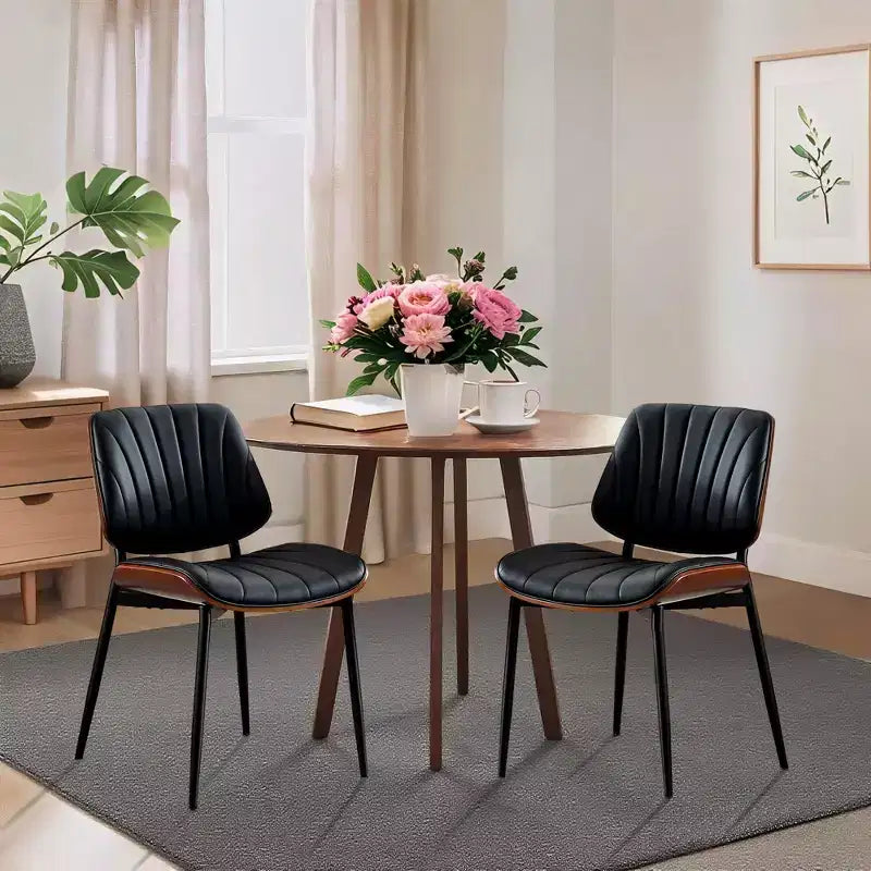 Sedie da pranzo con schienale a guscio in pelle PU, confezione da 2, sedie accentate in stile Mid-Century per sala da pranzo e cucina
