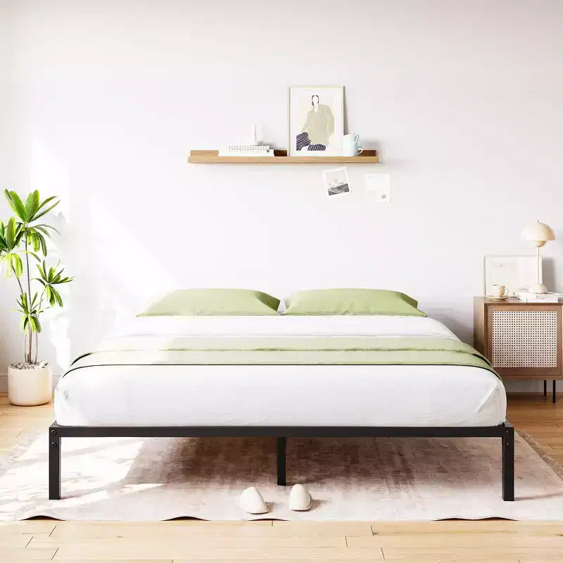 Heavy Duty Metal Platform Bed Frame with Underbed Storage, Noise-Free, Easy Assembly, Black, Twin/Full Size, 6/8/10/16 Inch