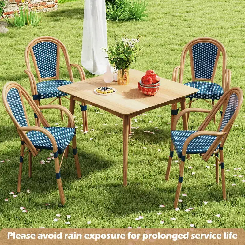 Chaises de bistro d'extérieur Costway 4 pièces avec accoudoirs, cadre en métal galvanisé