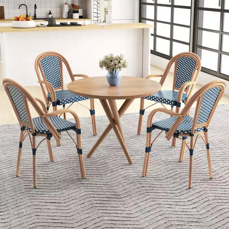 Chaises de bistro d'extérieur Costway 4 pièces avec accoudoirs, cadre en métal galvanisé