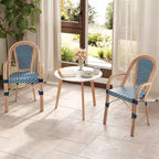 Chaises de bistro d'extérieur Costway 4 pièces avec accoudoirs, cadre en métal galvanisé