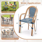 Chaises de bistro d'extérieur Costway 4 pièces avec accoudoirs, cadre en métal galvanisé